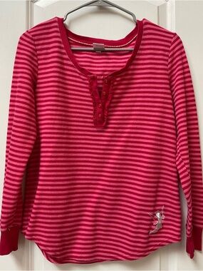 Disney Tinker Bell Pink Striped Henley